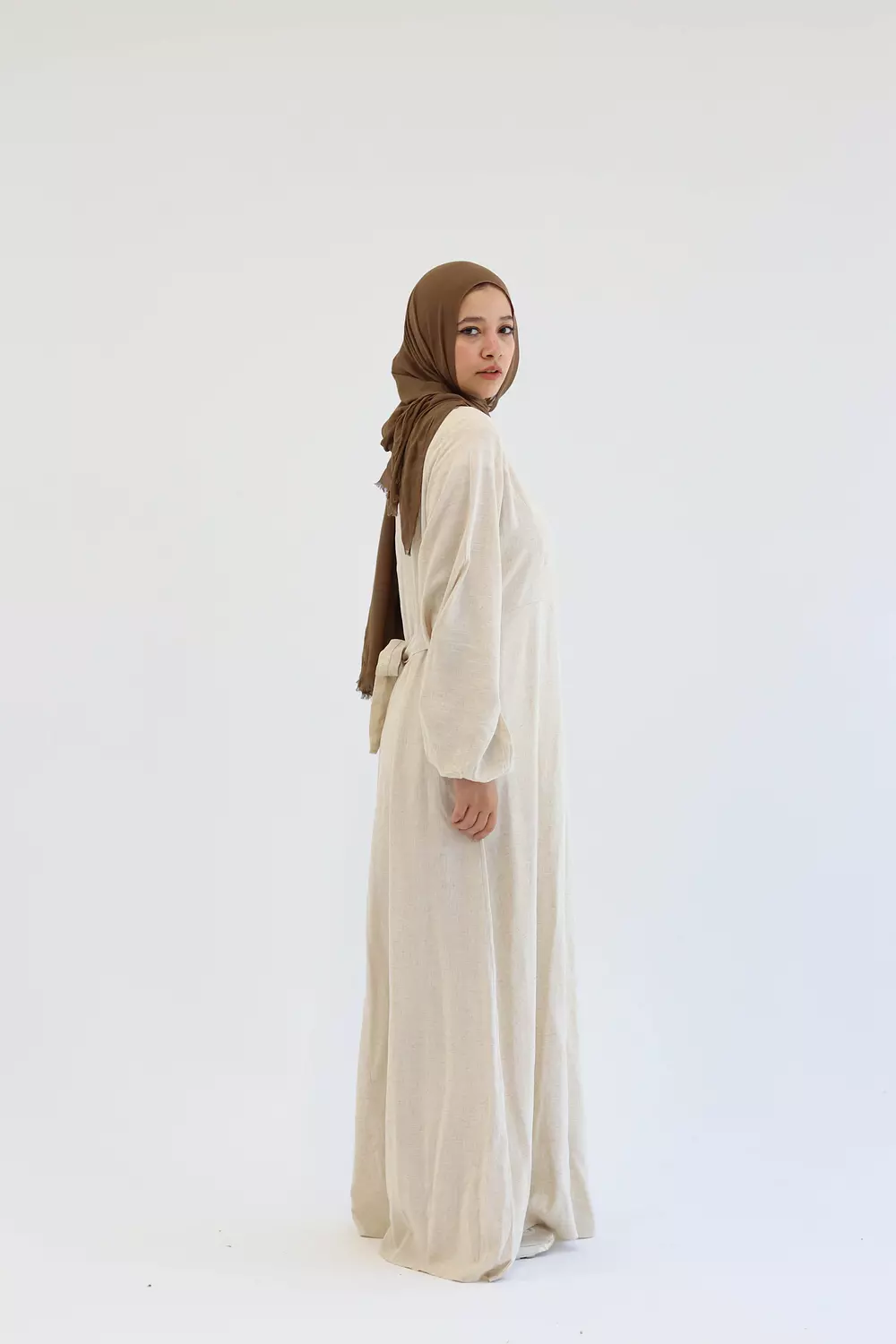 Beige Pure Linen Dress  5
