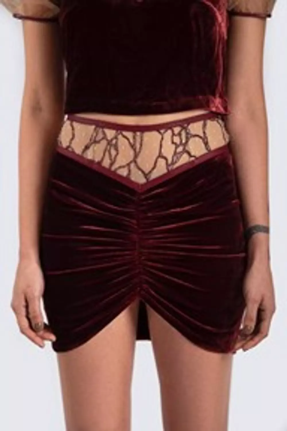Burgundy mini skirt image