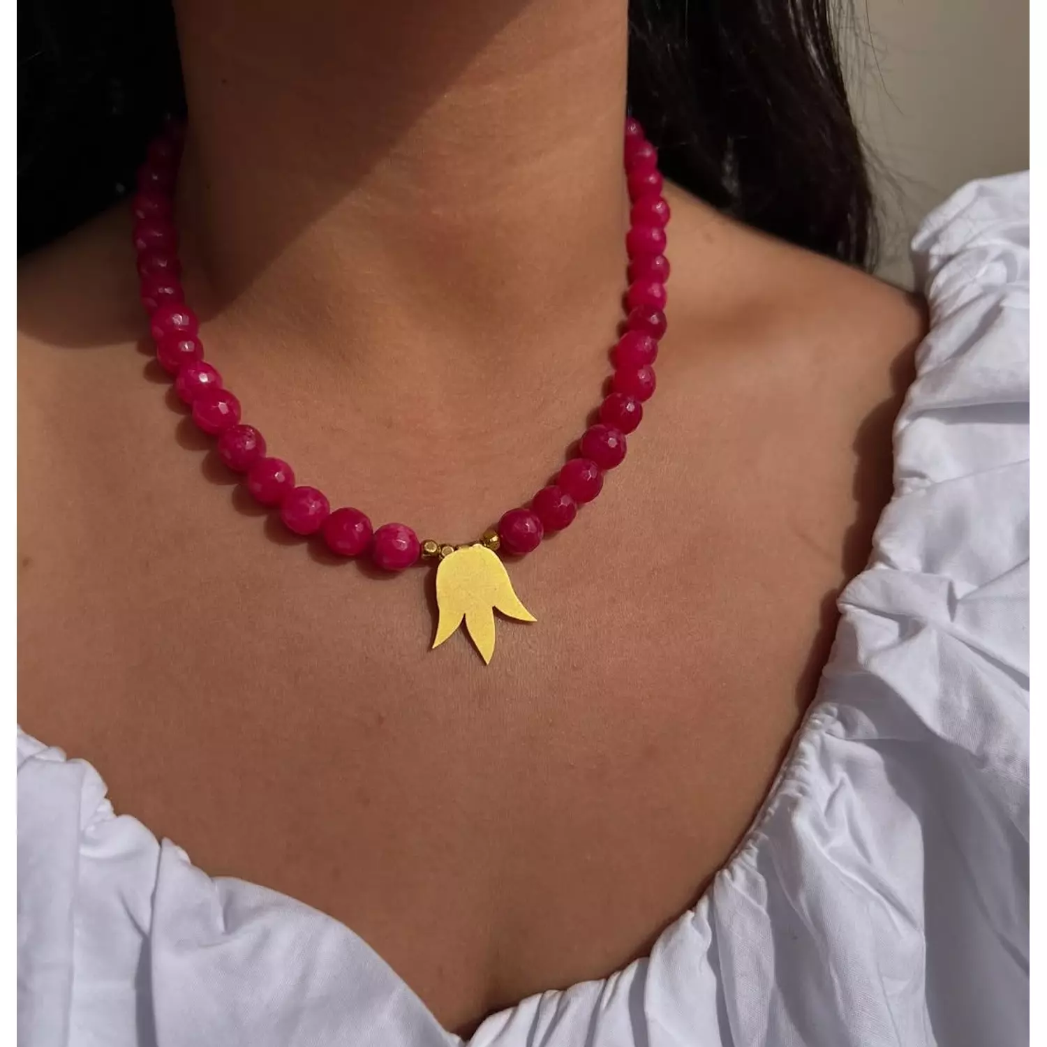 Fuchsia Agate Stones Necklace  hover image
