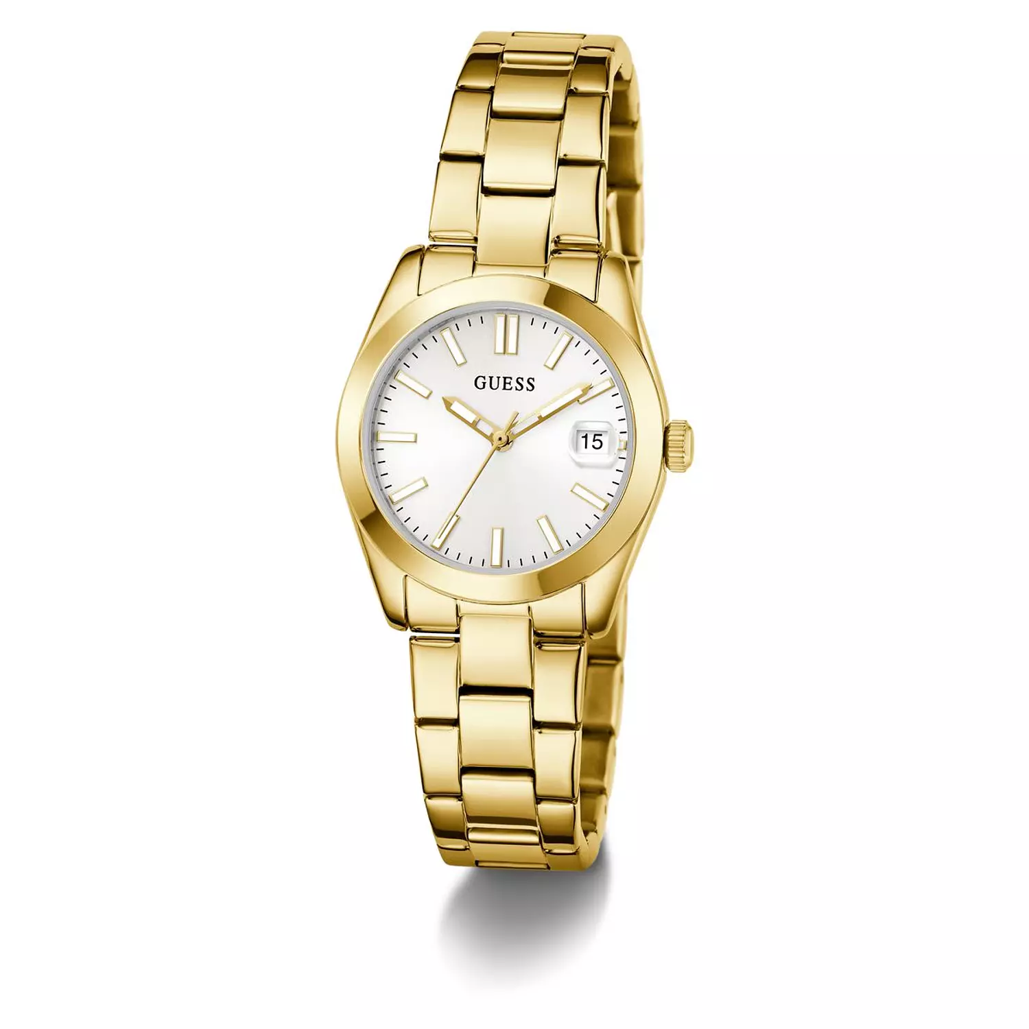 GUESS ALICE Ladies Gold Tone Date Watch Gold Tone Stainless Steel Polished Bracelet 4