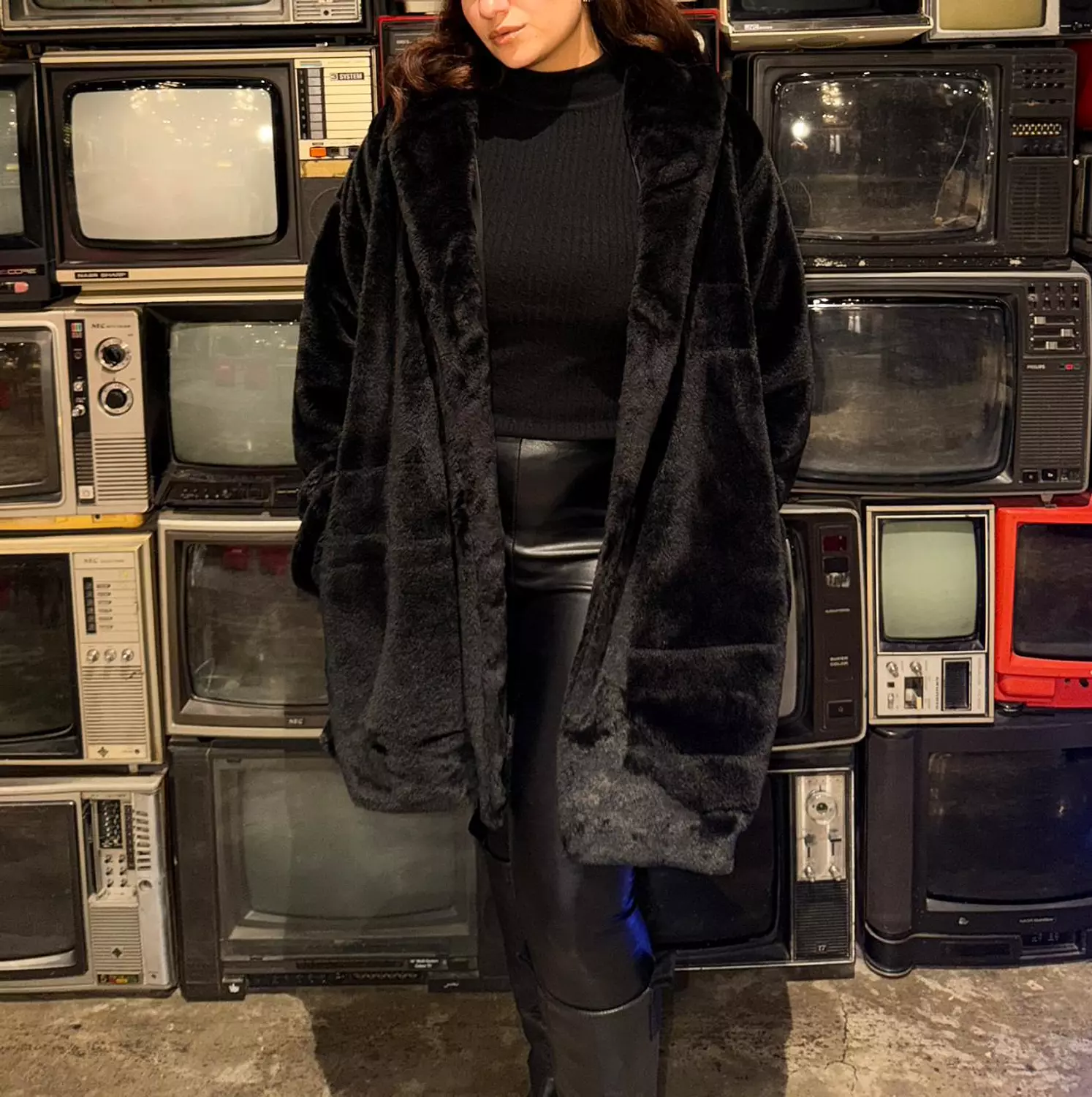 Black fur coat image