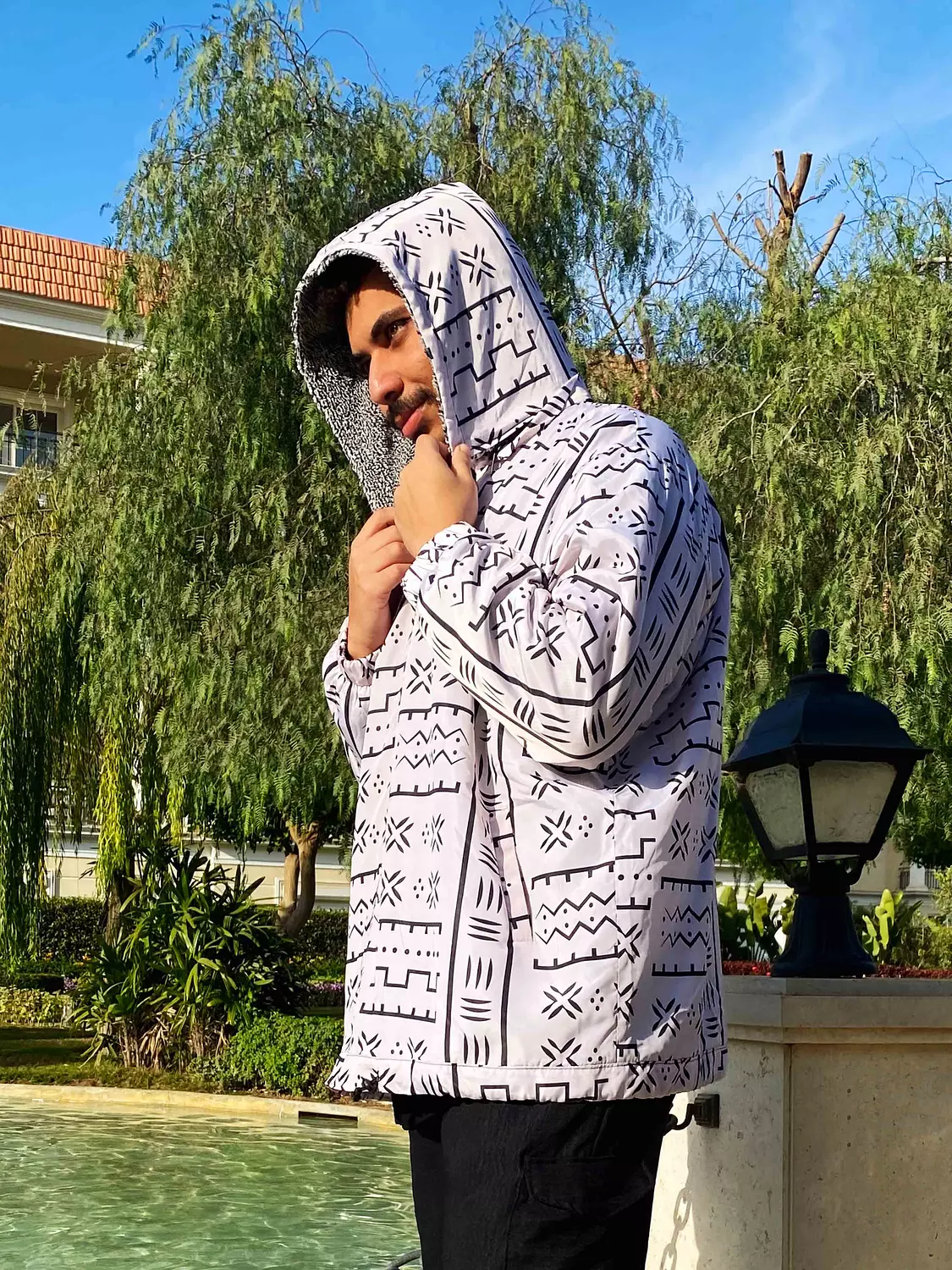 Ethnic B&W Unisex Bomber Jacket image