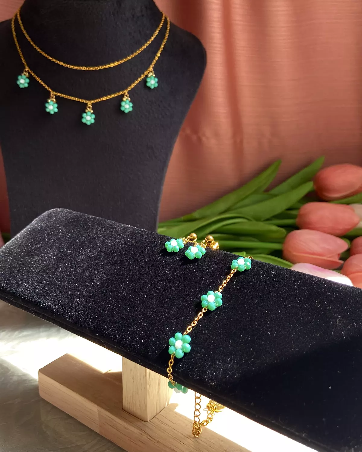 Turquoise flowers ( necklace, earrings and bracelet)🩵✨ 10