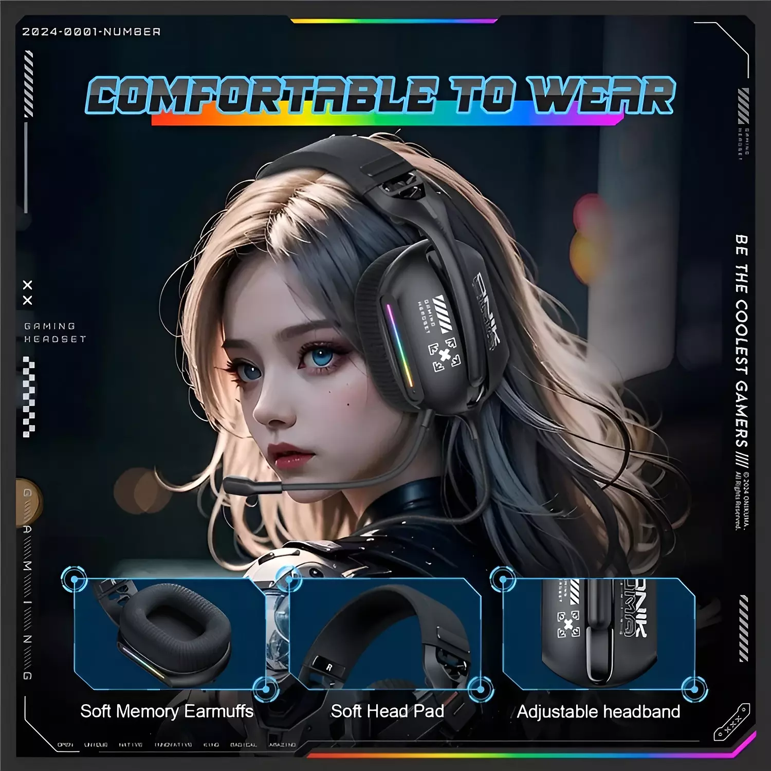 Onikuma X12 Gaming Headset - RGB Lighting - Noise-Canceling Mic - Comfortable Fit 4
