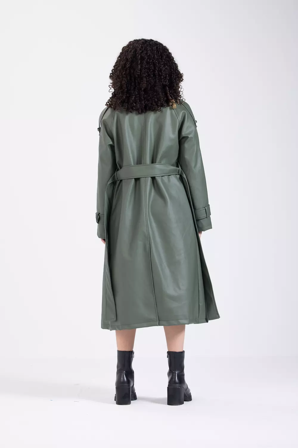 Olive Green Leather Coat 4
