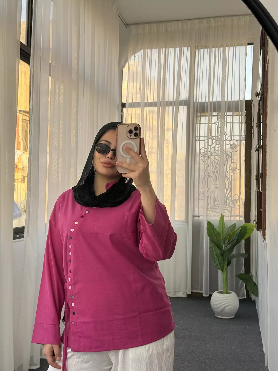 button side blouse hover image