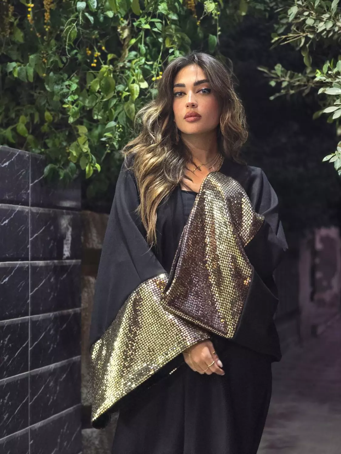 Black Metallic Kaftan  3