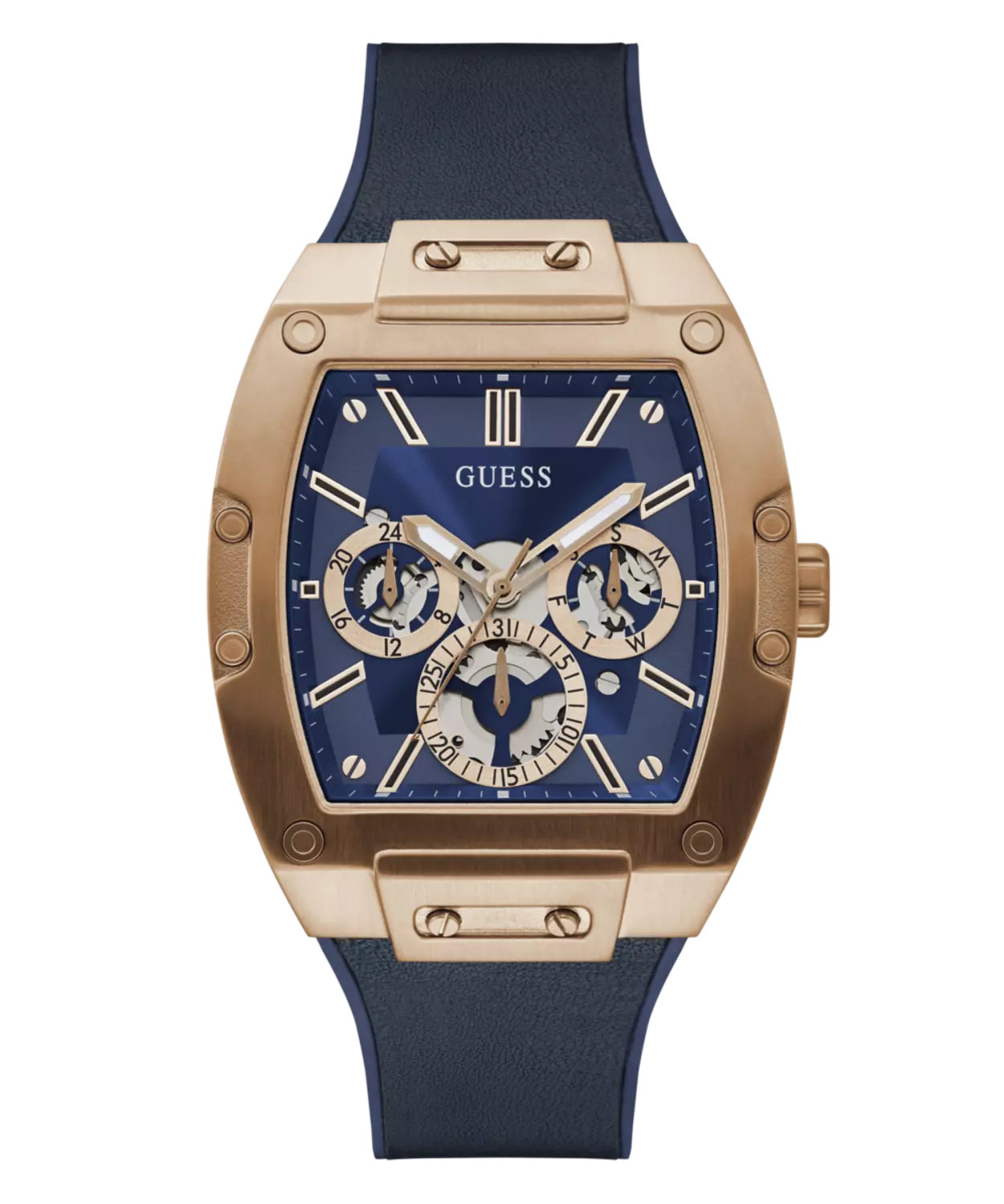 GUESS GW0202G4 Men's  Watch Rose Gold Tone Genuine leather/Silicone Strap image