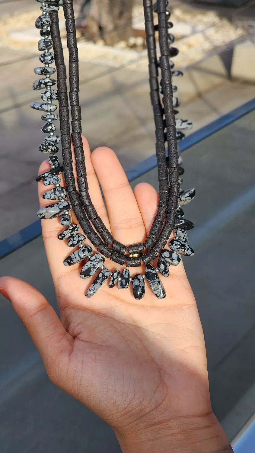 Obsidian bloom necklace  3