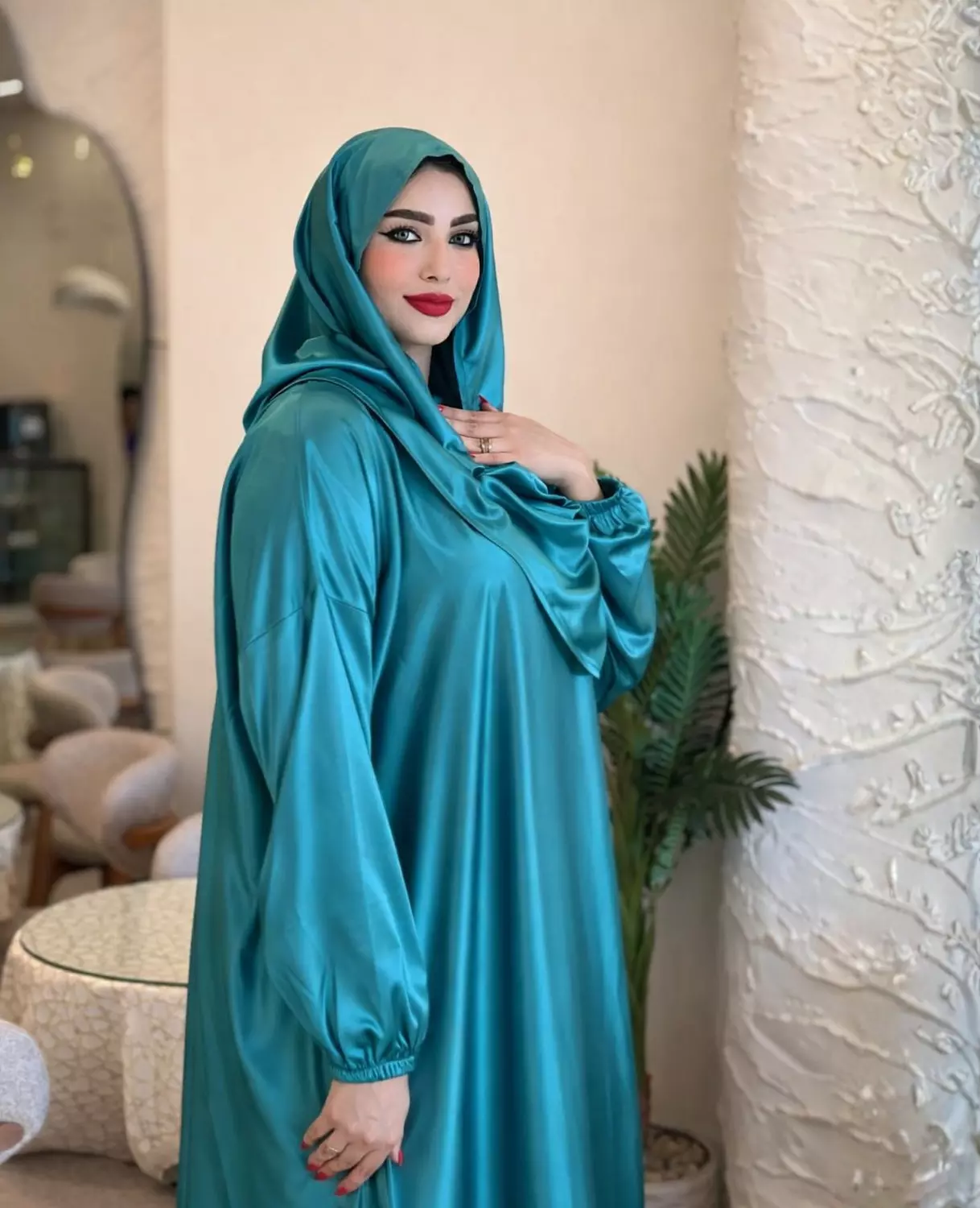 Satin Maxi Isdal with Attached Hijab image
