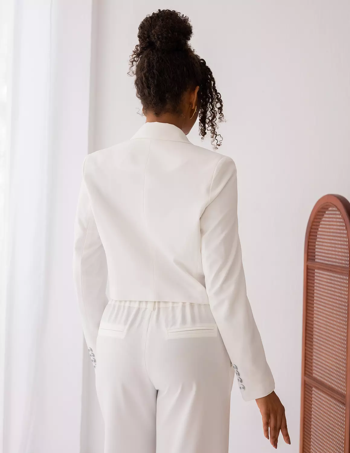 Majestic White Cropped Blazer  4
