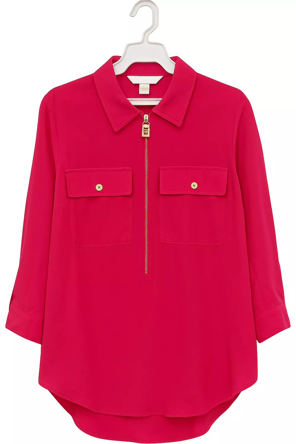 Michael Kors Women’s Zip-Front Blouse – Hot Pink image