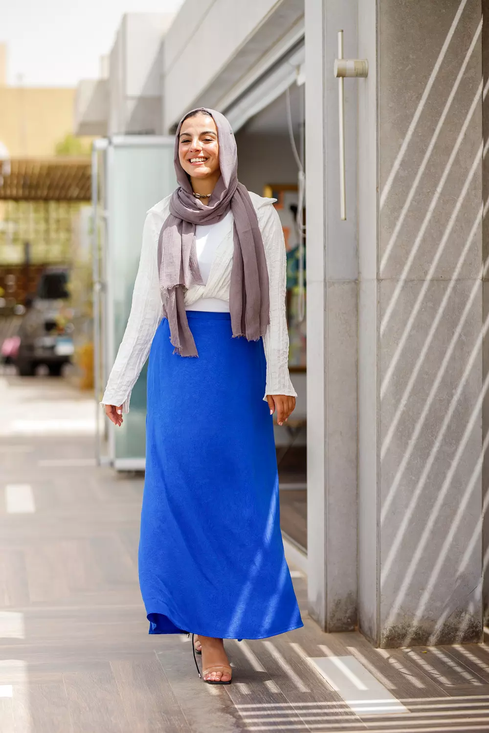 Royal blue satin maxi skirt  image