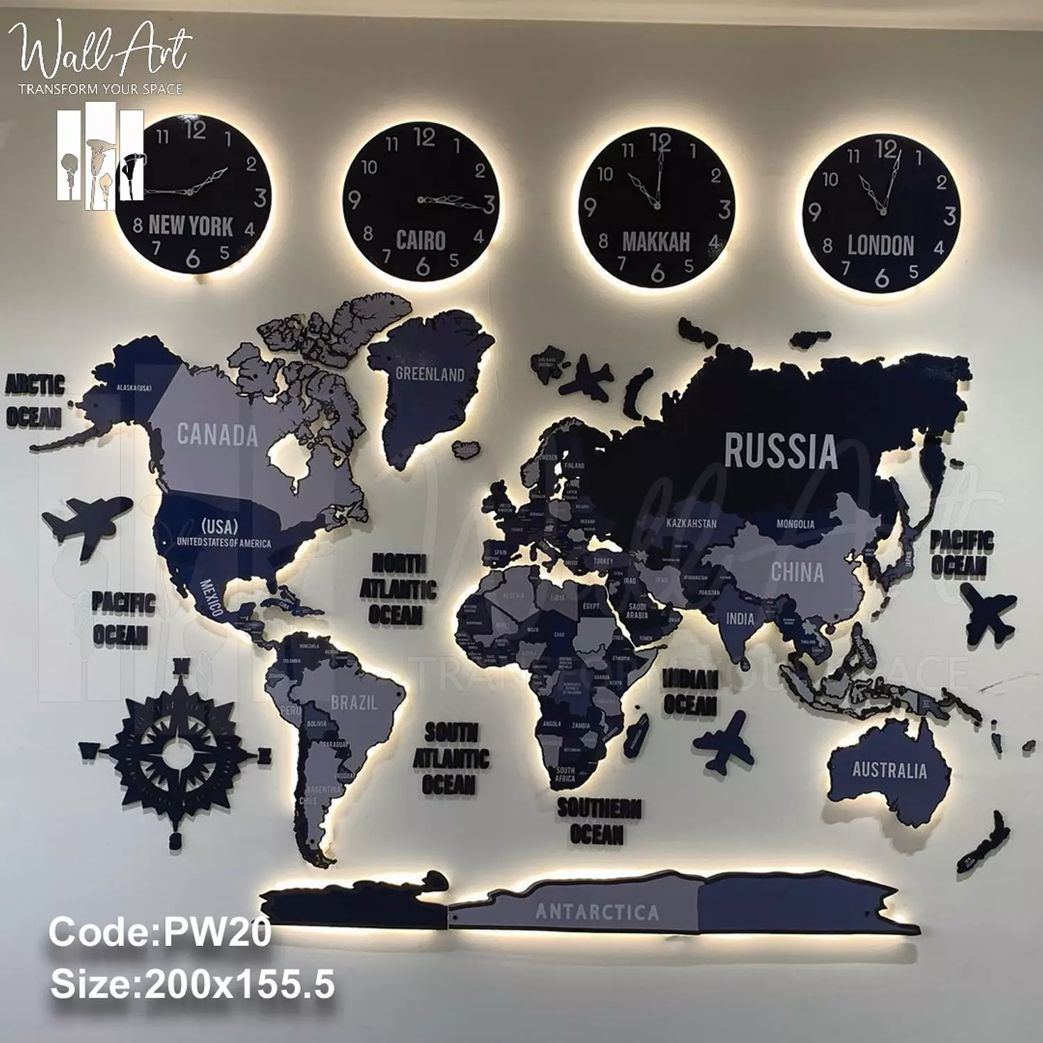 PW20- Lighted Printed Wooden Map  image
