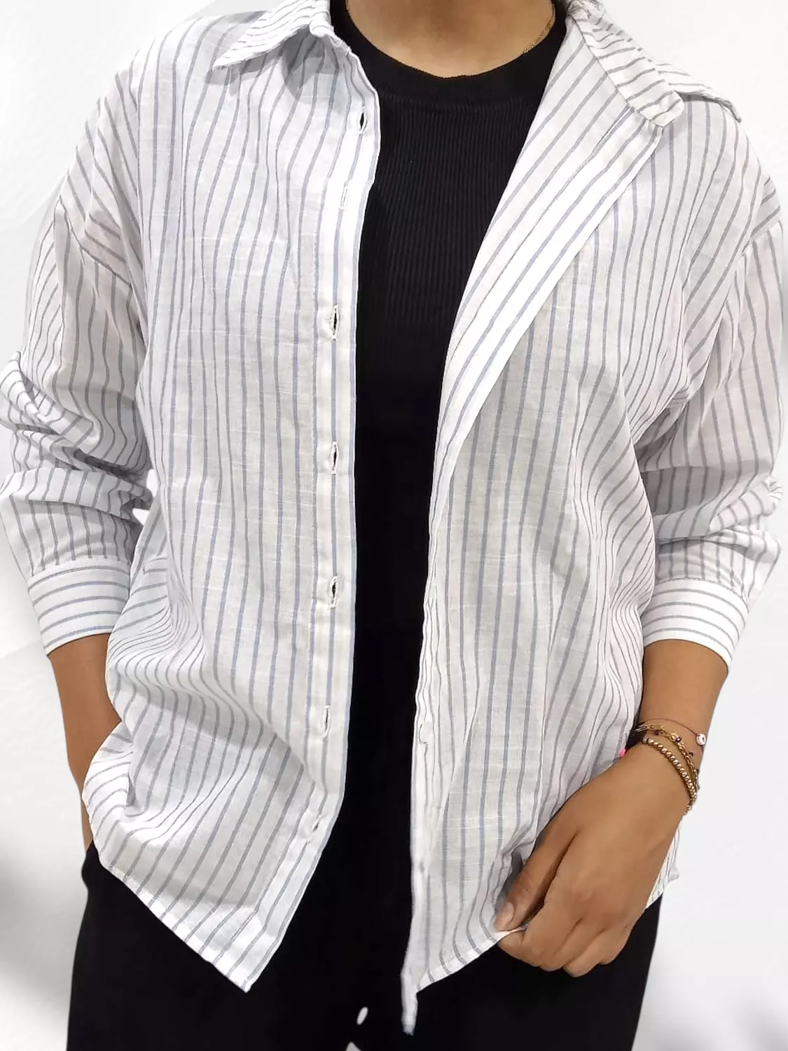 Striped Linen Shirt - blue 2