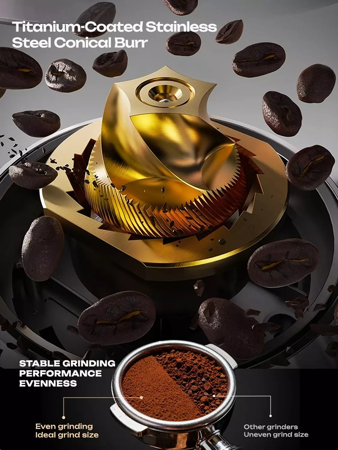 HiBREW G3 Plus Electric Coffee Grinder 40MM Titanium-Coated Conical Burr Coffee Bean Grinder for Espresso Pour Over 4