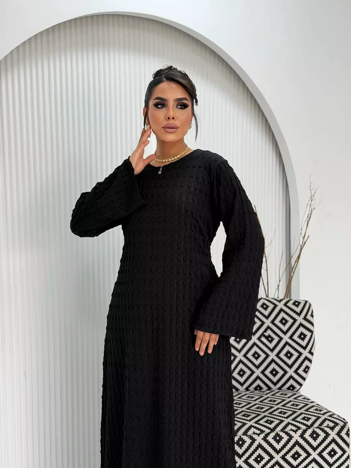 Allure Textured Dress In Black  2