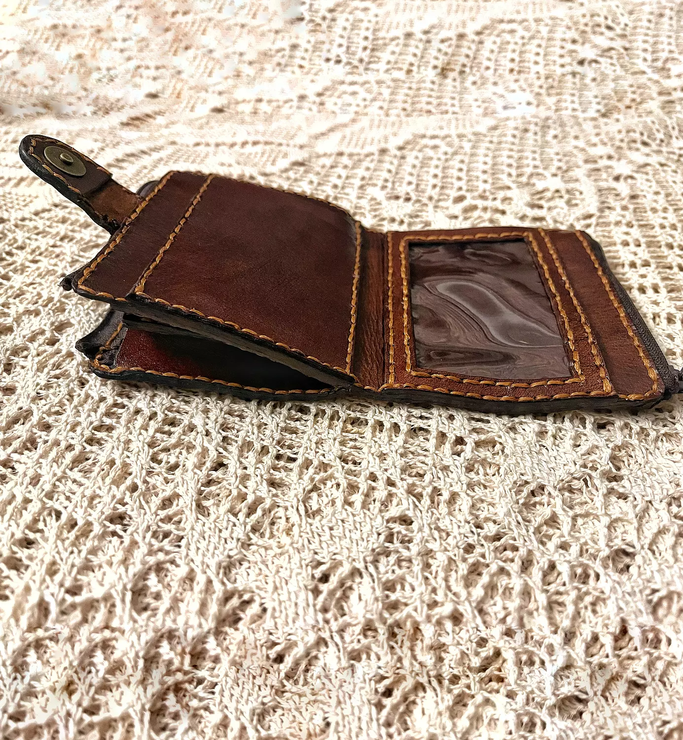 Birds & branches tooled leather wallet -flap closure 5