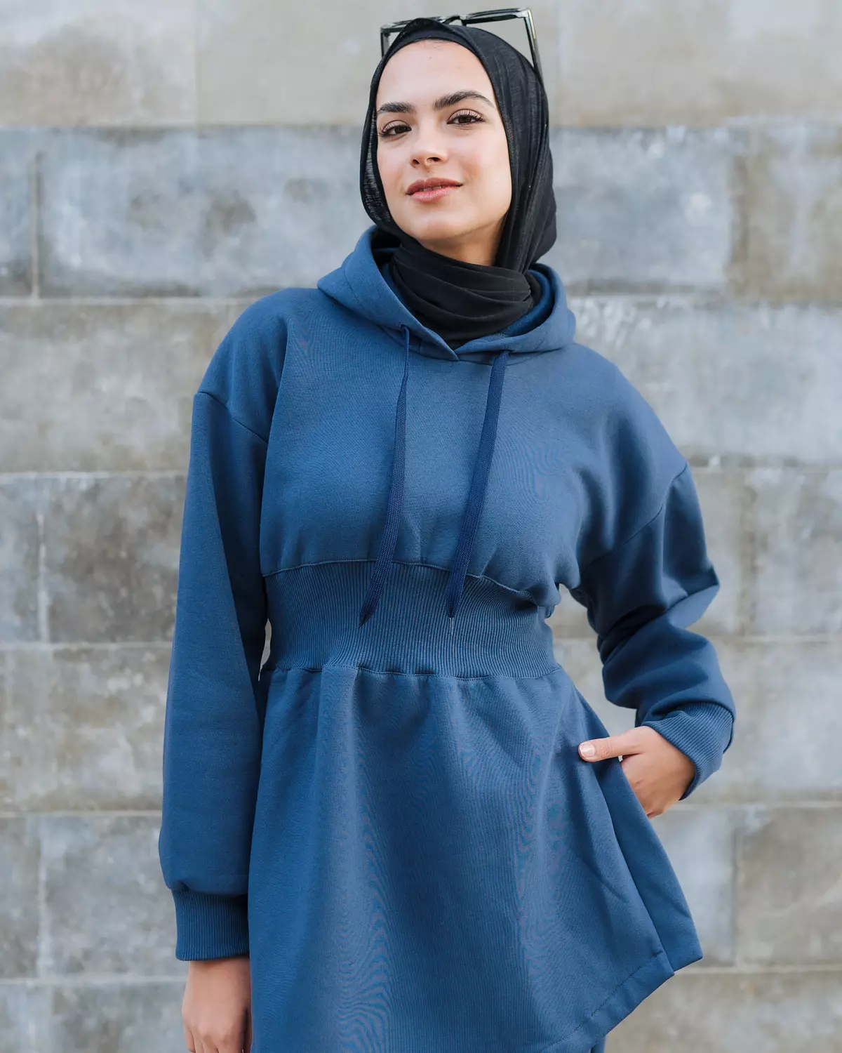 Waisted Hoodie set - Navy blue image