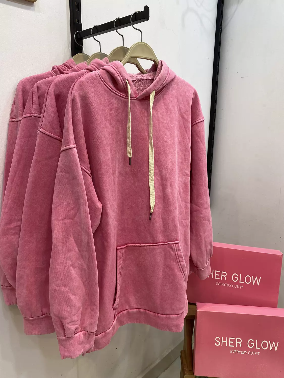 Pink acid washed hoodie image