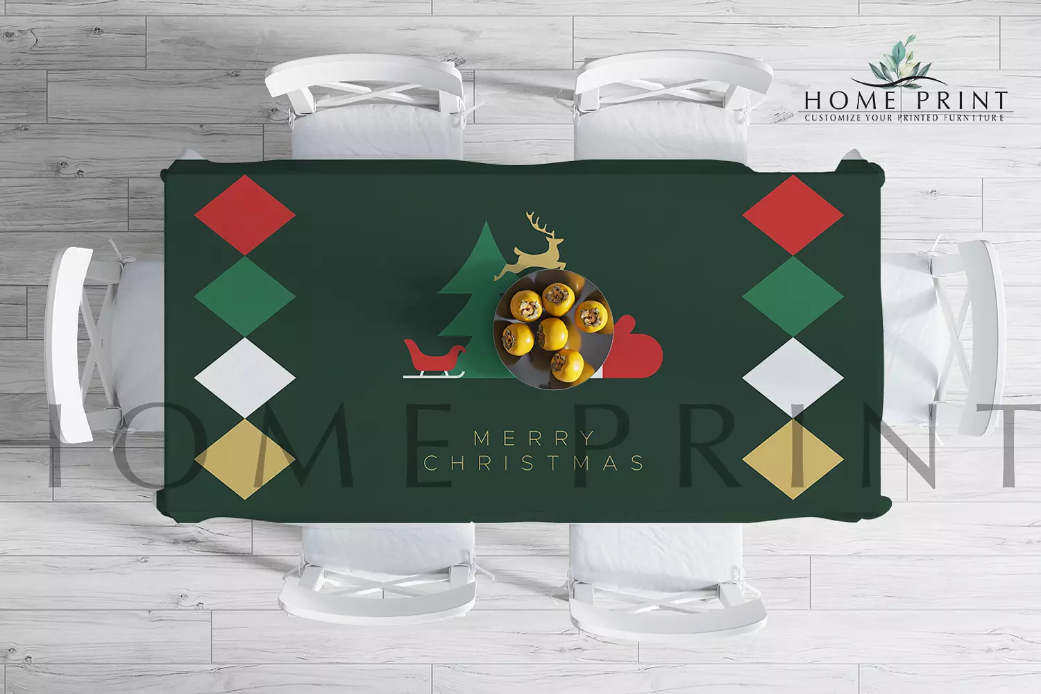 Christmas Tablecloth - Merry Christmas - Multi colors  - 150 cm in 250 cm  image