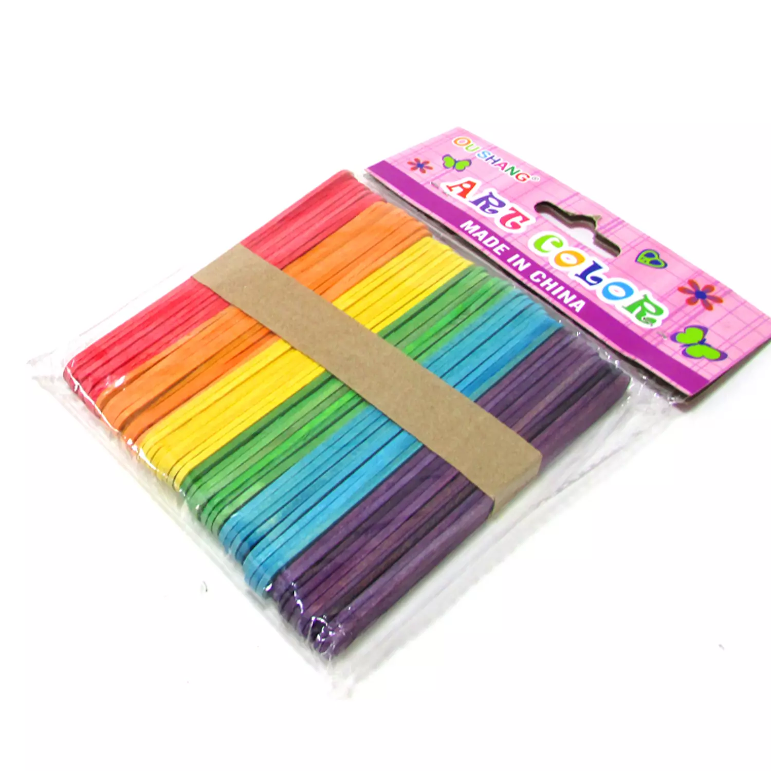 Colorful thin wooden craft sticks
