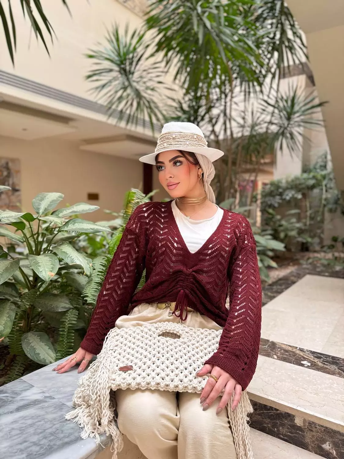 Tight knitted blouse hover image