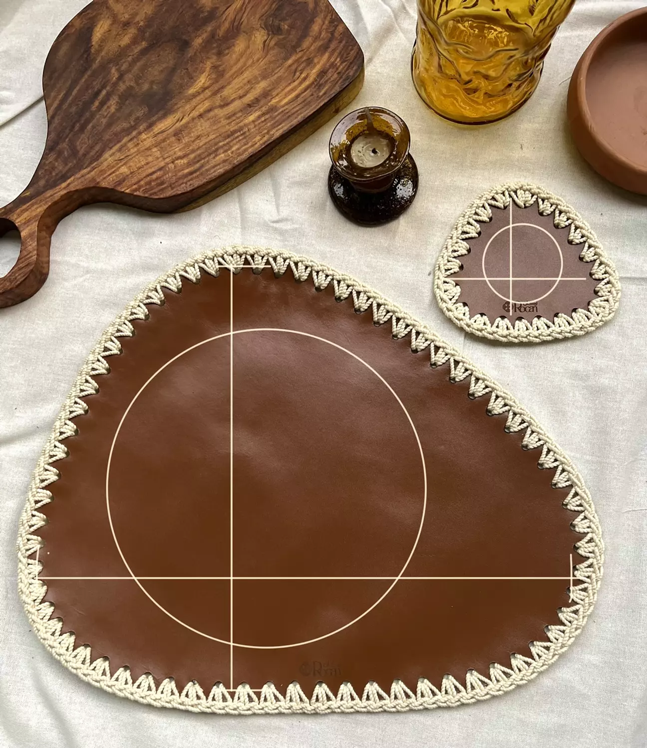 Genuine Leather Placemat & Coaster Set 10