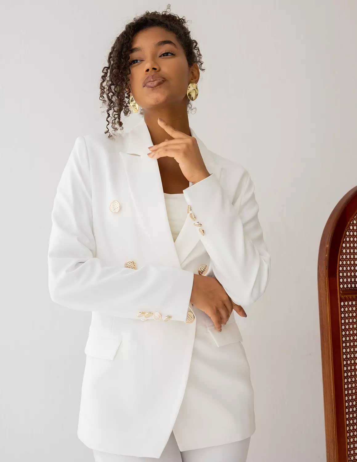 Majestic White double breasted blazer   image