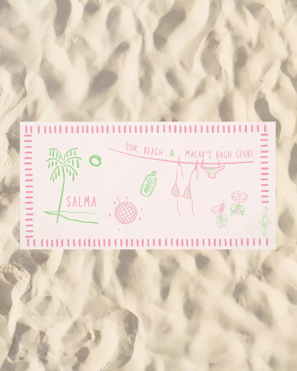 pretty customized bridesmaids beach towel image