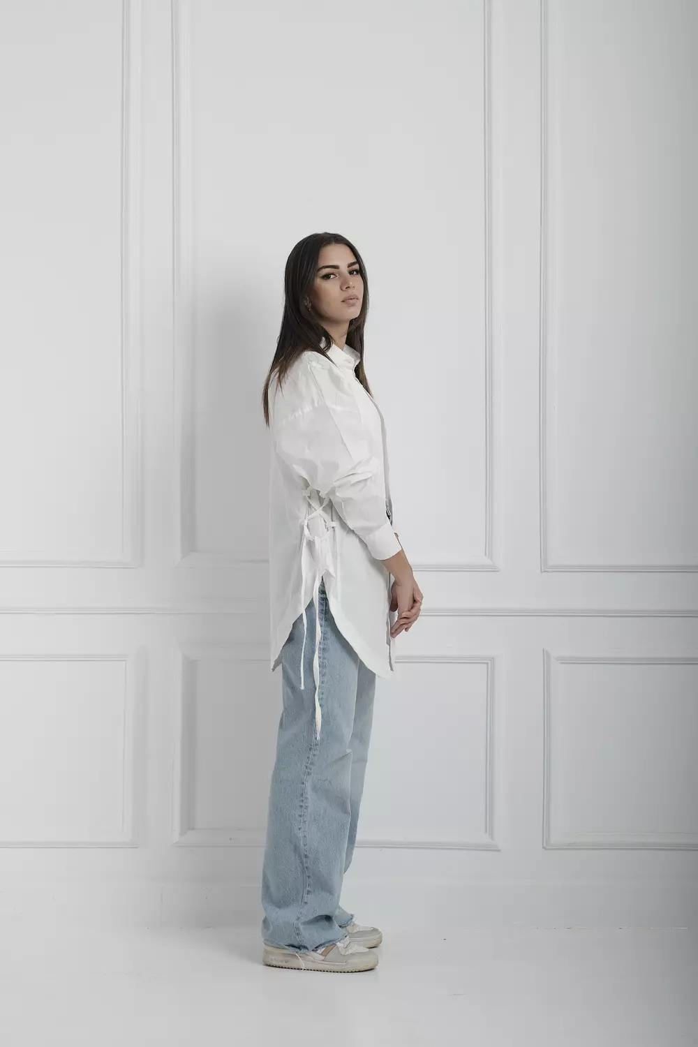 Side ties shirt - white  image