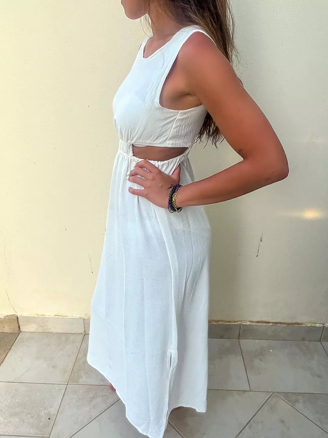 Cutout Midi Dress - White hover image