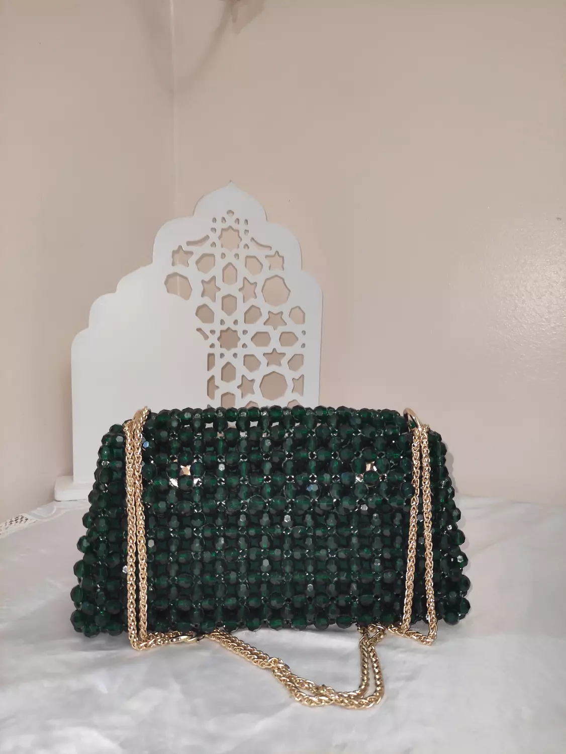 Emerald beaded bag 1