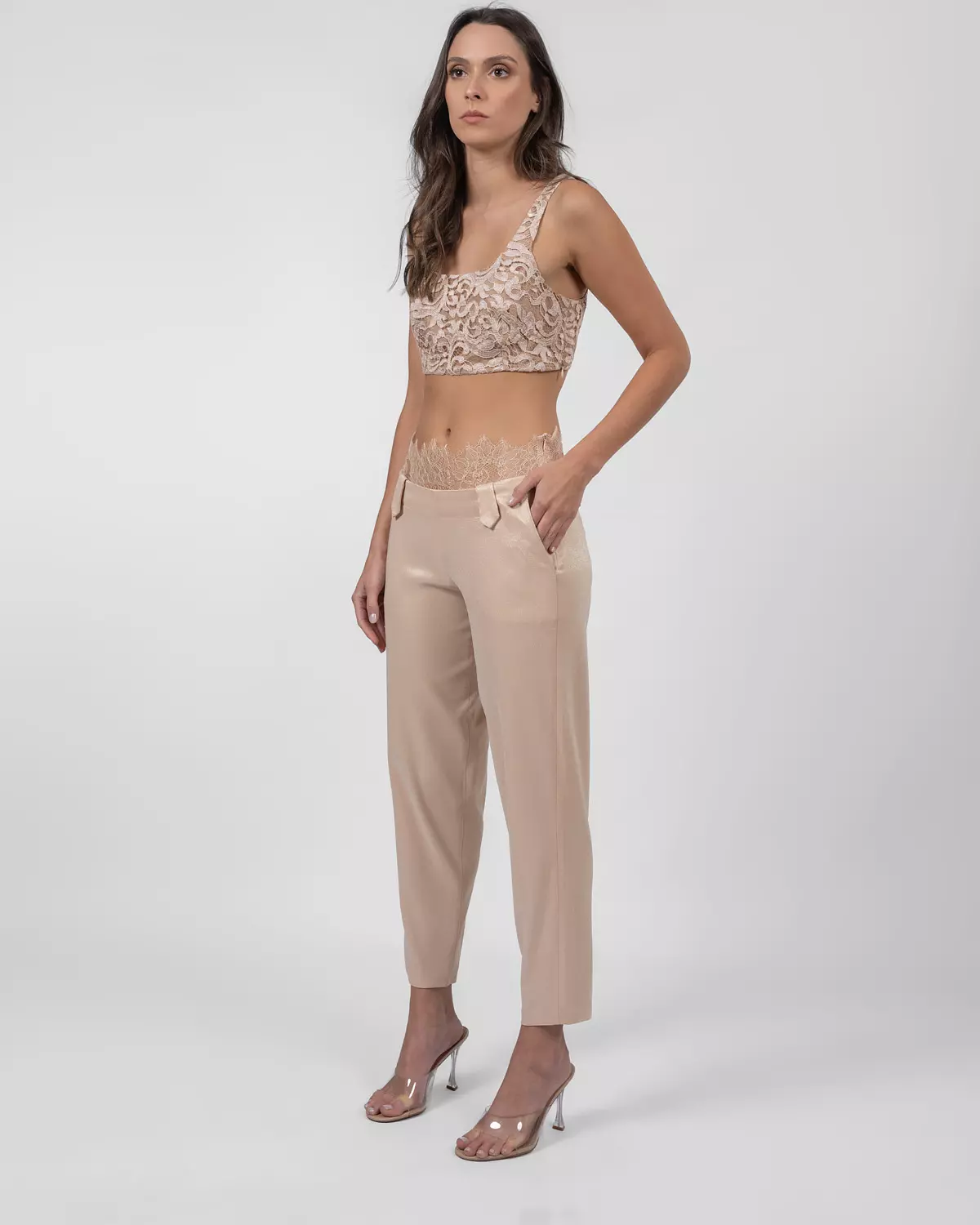 Power Pink Lace Crop Top 3