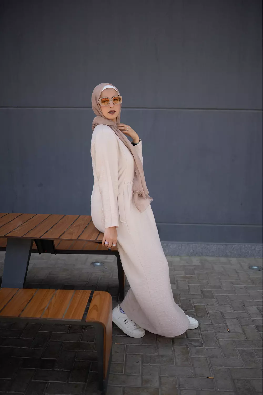 Beige Spanish Linen Flowy Dress 3