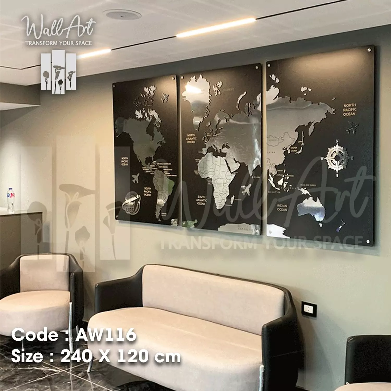 AW116-Engraved World Map   3