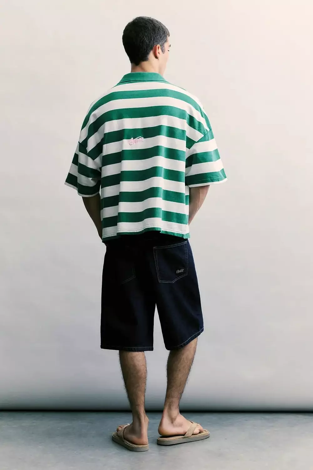 PULL&BEAR STRIPED POLO SHIRT - GREEN 2