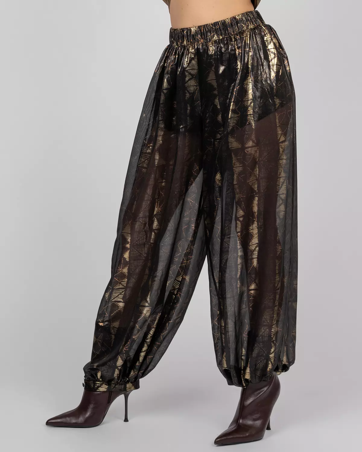 Sheer black silk balloon trousers 2