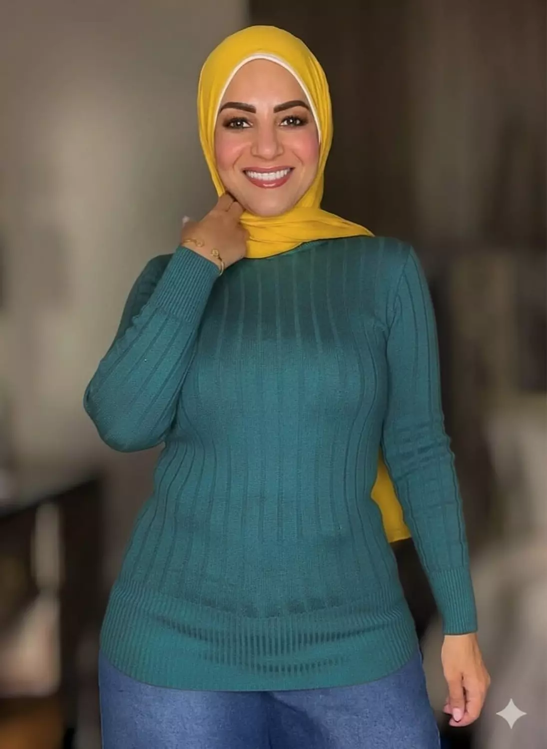 Knitted Striped High-cool Pullover - Free Size - Petrol Blue  image