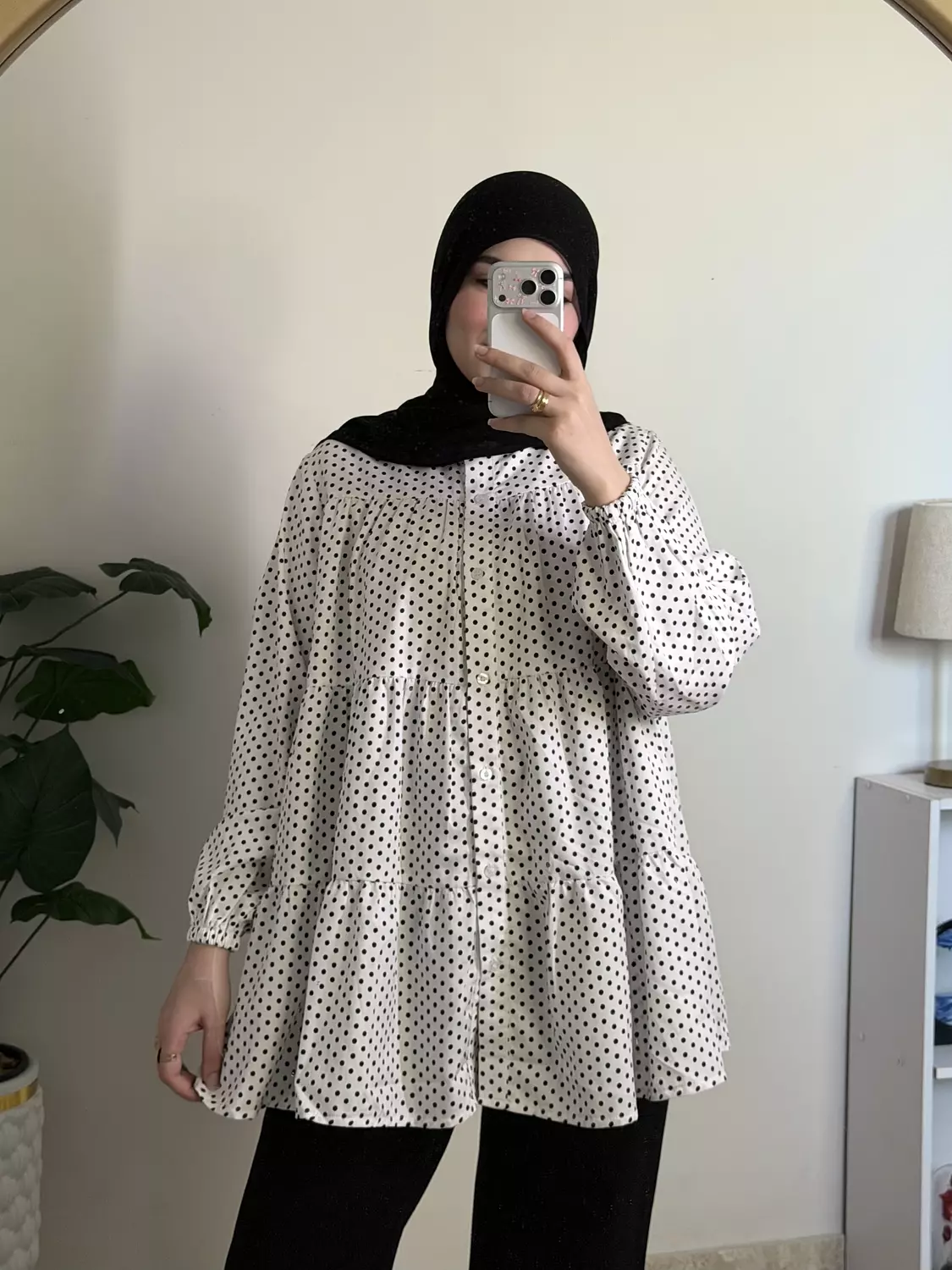 Ruffled Polka Dots Blouse 🤍  hover image