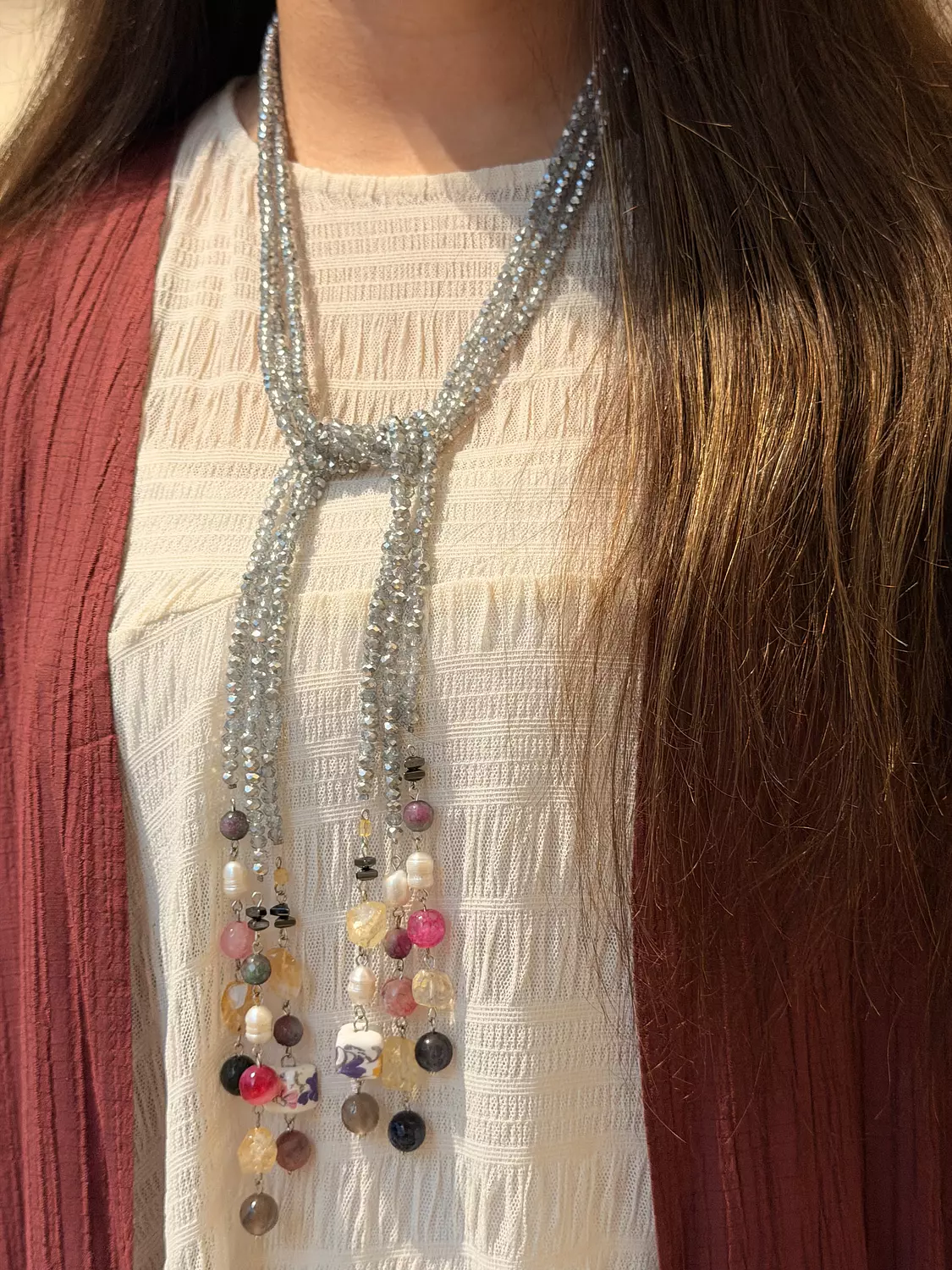 Silvery Tie Necklace 2