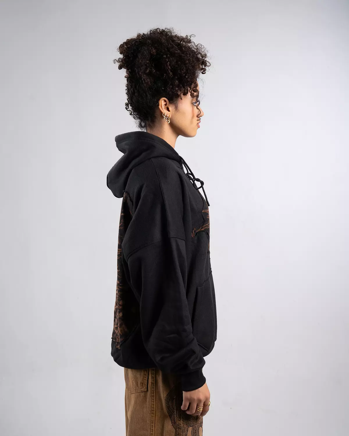 "The 3rd eye” hand bleached black hoodie  4