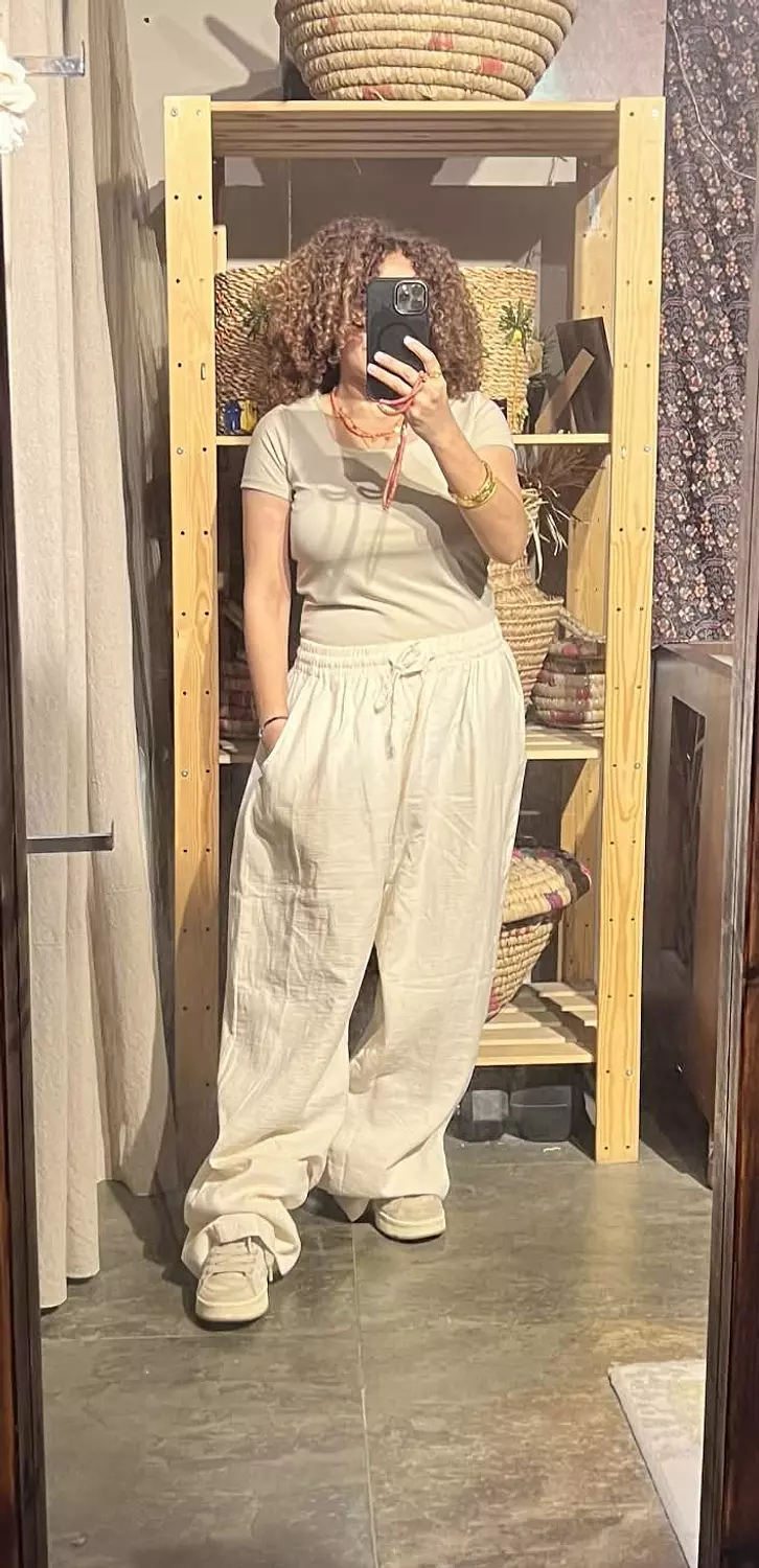Boho linen free size off white suit 5