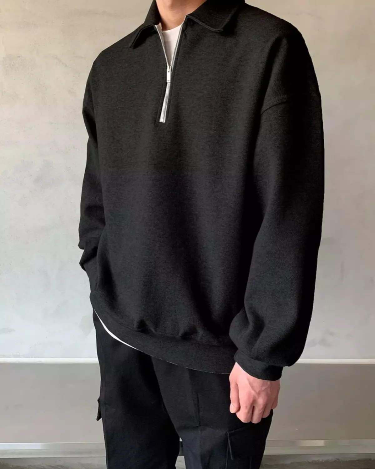 Black half zipper sweatshirt  image