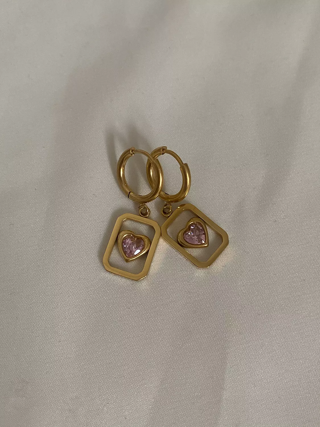 Pink Heart Dangle Earrings  image