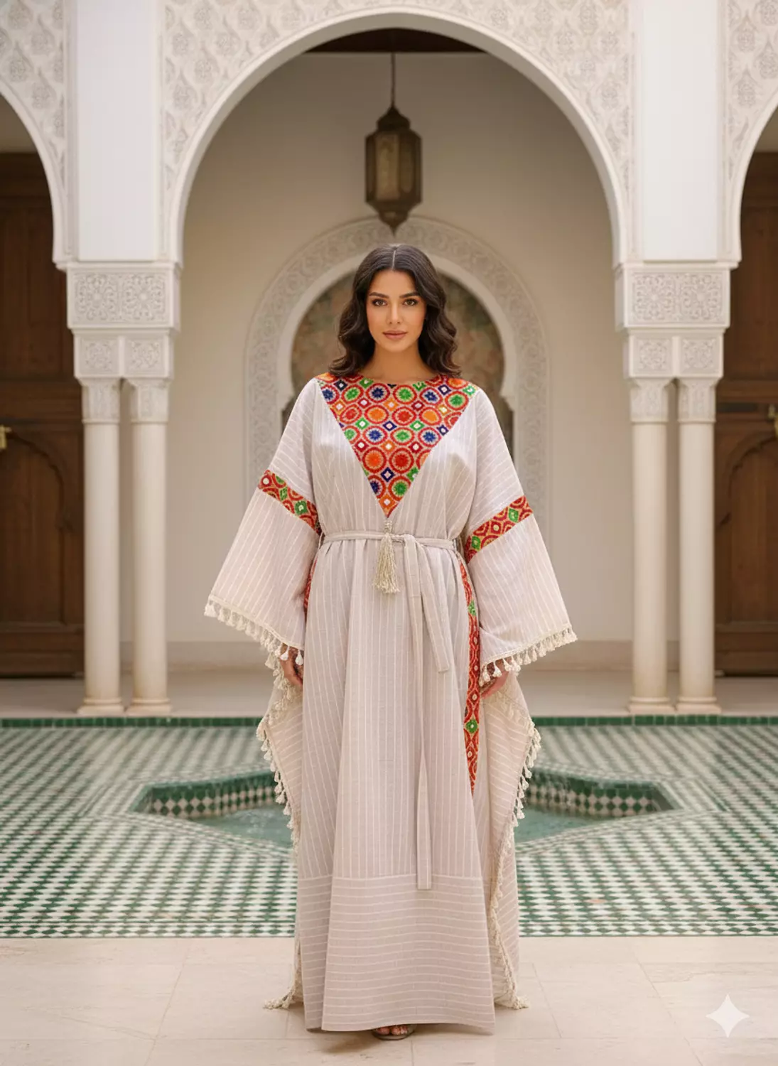 Biege kaftan with miror 1