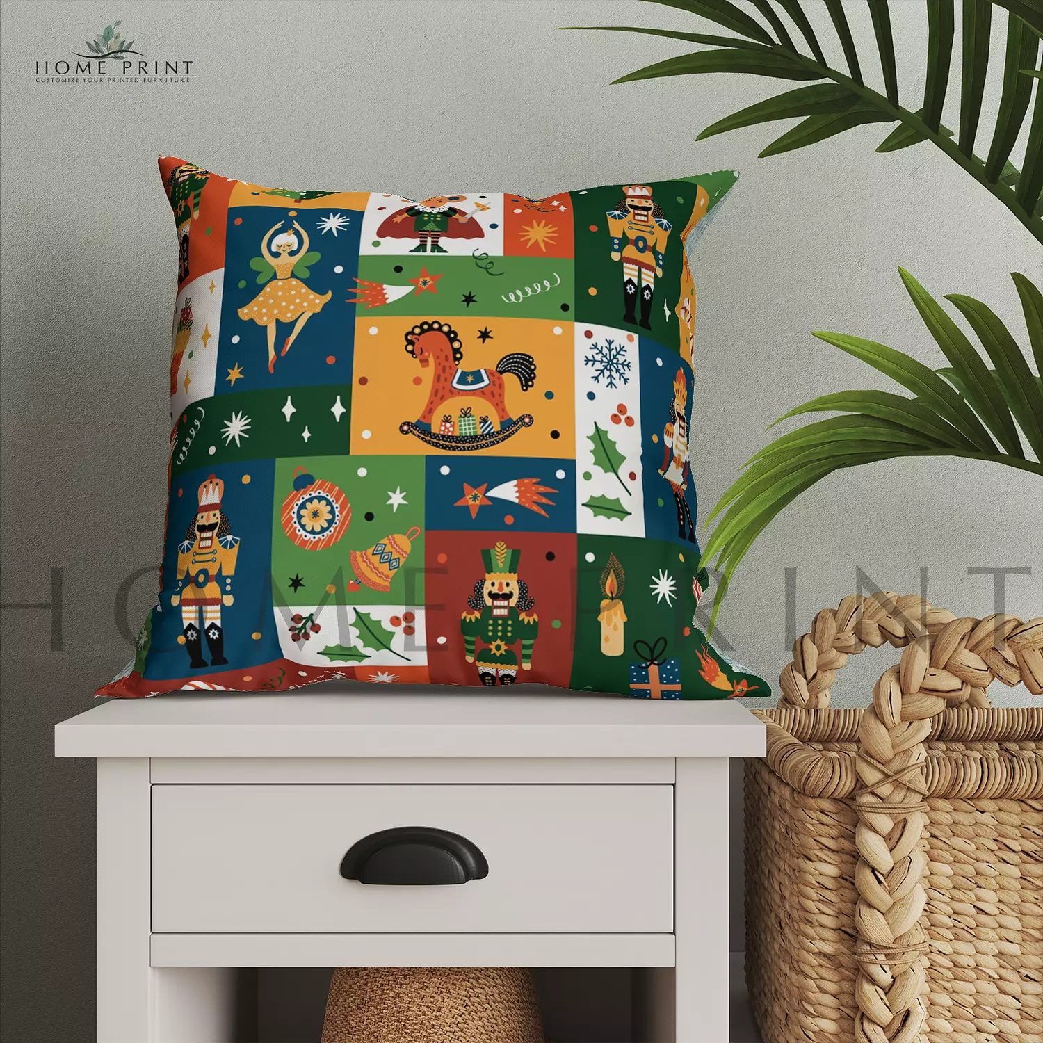 Christmas Cushion - Different Christmas Shapes - Multi color Print image