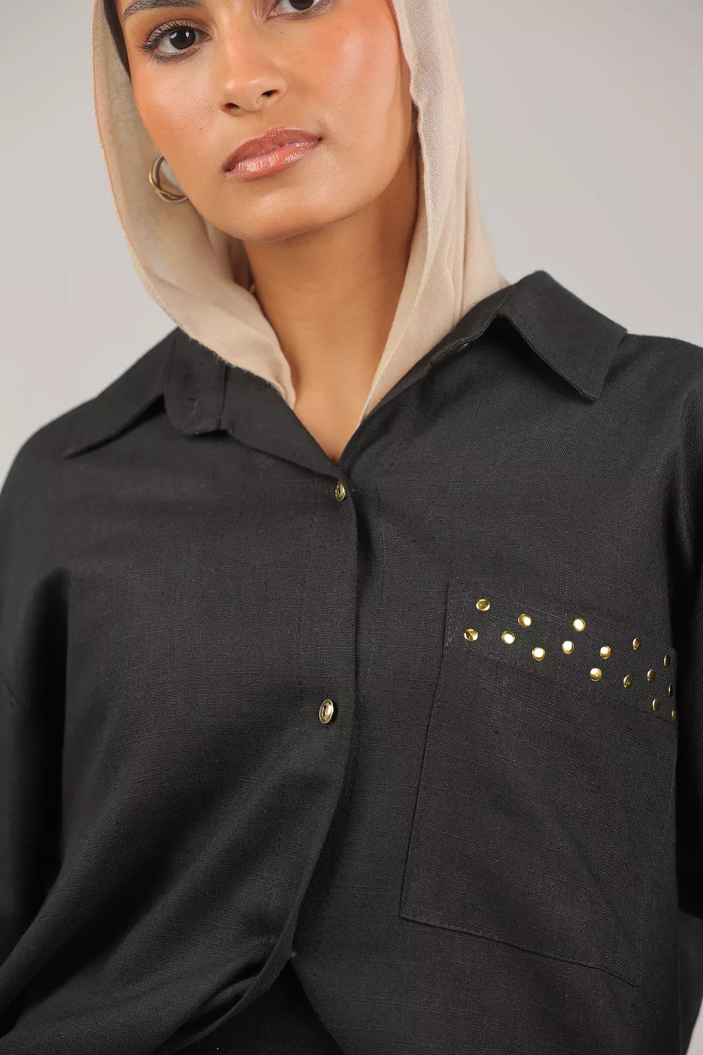 Black Studded linen shirt 13