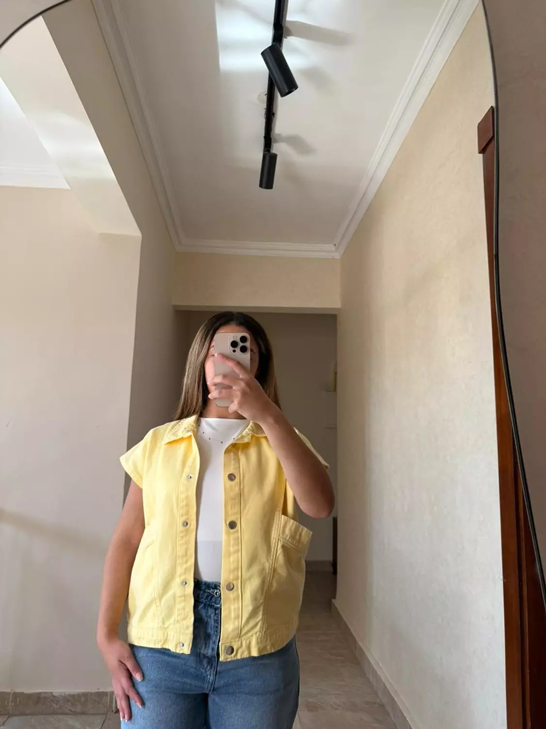 Cropped Jeans Vest Yellow hover image