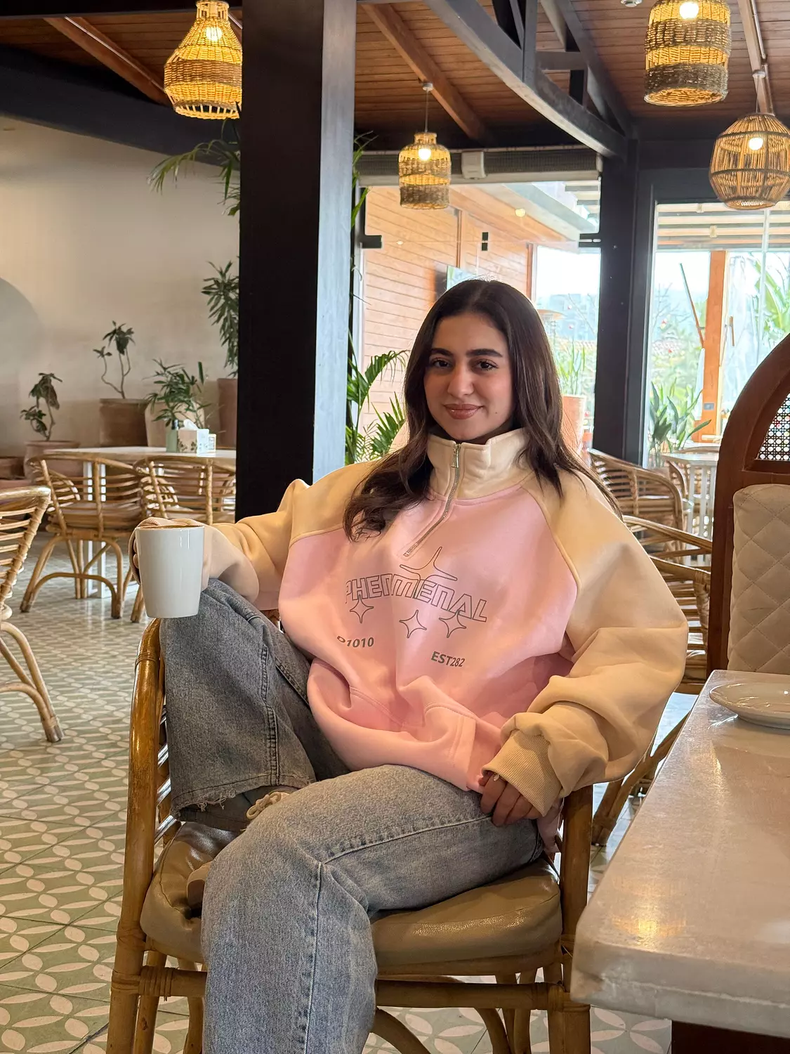 Half Zip Up Oversized Hoodie Sleeve Tee  4